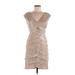 Adrianna Papell Cocktail Dress: Tan Dresses - Women's Size 4 Petite