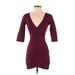 Lulus Cocktail Dress - Bodycon: Burgundy Solid Dresses - Women's Size Small