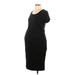 Ingrid + Isabel Casual Dress - Sheath Scoop Neck Short sleeves: Black Print Dresses - Women's Size Large Maternity