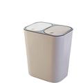 HASMI Bathroom trash can Rectangular Trash Can - Household Kitchen Bathroom Office Two-Room Plastic Storage Bucket (12 L / 3 Gallons) Kitchen Trash Can (Color : Beige)