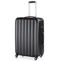 Monzana® Baseline Hard Shell Suitcase XL | Hand Luggage | ABS Hard Case Housing | 4X Rubberised 360 Spinner Wheels | Telescopic Handle | Secure Combination Lock Hardcase Hardshell Trolley Black