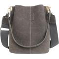 AMSWHL Retro High Capacity Nubuck Leather Handbag for Women - Designer Crossbody Bucket Bag (Color : Grey, Size : As shown)