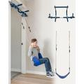 Gym 1 Deluxe Doorway Swing Set – All-in-One Indoor Gym and Playground for Kids and Adults – Two Attachments for Fun and Fitness Indoors: Pull-Up Bar and Plastic Swing – Color: Blue