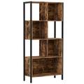 VASAGLE Bookshelf, Bookcase, Cube Storage Rack, Room Divider with Steel Frame, Kids Room, Kitchen, Living Room, Home Office, Industrial Style, Rustic Brown and Black LBC027B01