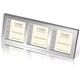 Carrs Contemporary Classic Flat Narrow Triple Silver Photo Frame 2.5x2.5 Inch