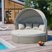 Manman Modern Round Outdoor Sectional Sofa Set w/ Retractable Canopy in Gray | Wayfair Manman3231