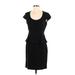 Ann Taylor Casual Dress - Party Scoop Neck Short sleeves: Black Print Dresses - Women's Size 2