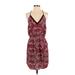 Lucky Brand Casual Dress - Wrap: Burgundy Paisley Dresses - Women's Size Small