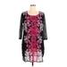 Alfani Casual Dress - Shift Scoop Neck 3/4 sleeves: Black Color Block Dresses - New - Women's Size X-Large