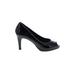 CL by Laundry Heels: Slip On Stiletto Cocktail Party Black Print Shoes - Women's Size 9 1/2 - Peep Toe