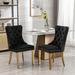 Set of 2 Modern Velvet Upholstered Dining Chair with Golden Stainless Steel Plating Legs and Solid Wood