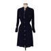 Roz & Ali Casual Dress - Shirtdress: Blue Dresses - Women's Size 12