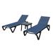 CUSchoice Outdoor Aluminum Plastic Patio Chaise Lounge with Side Table & 5 Position Adjustable Backrest & Wheels - N/A