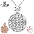 EUDORA 925 Sterling Silver Rose gold Color Silver Color Flower of Life Pendant Necklace with Cz Seed