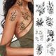 Tatouage temporaire imperméable autocollant Simple ligne de fleurs Rose lune Flash tatouages