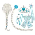 Kit d'accessoires de cosplay Elsa Party pour filles perruque de neige diadème tresse bijoux