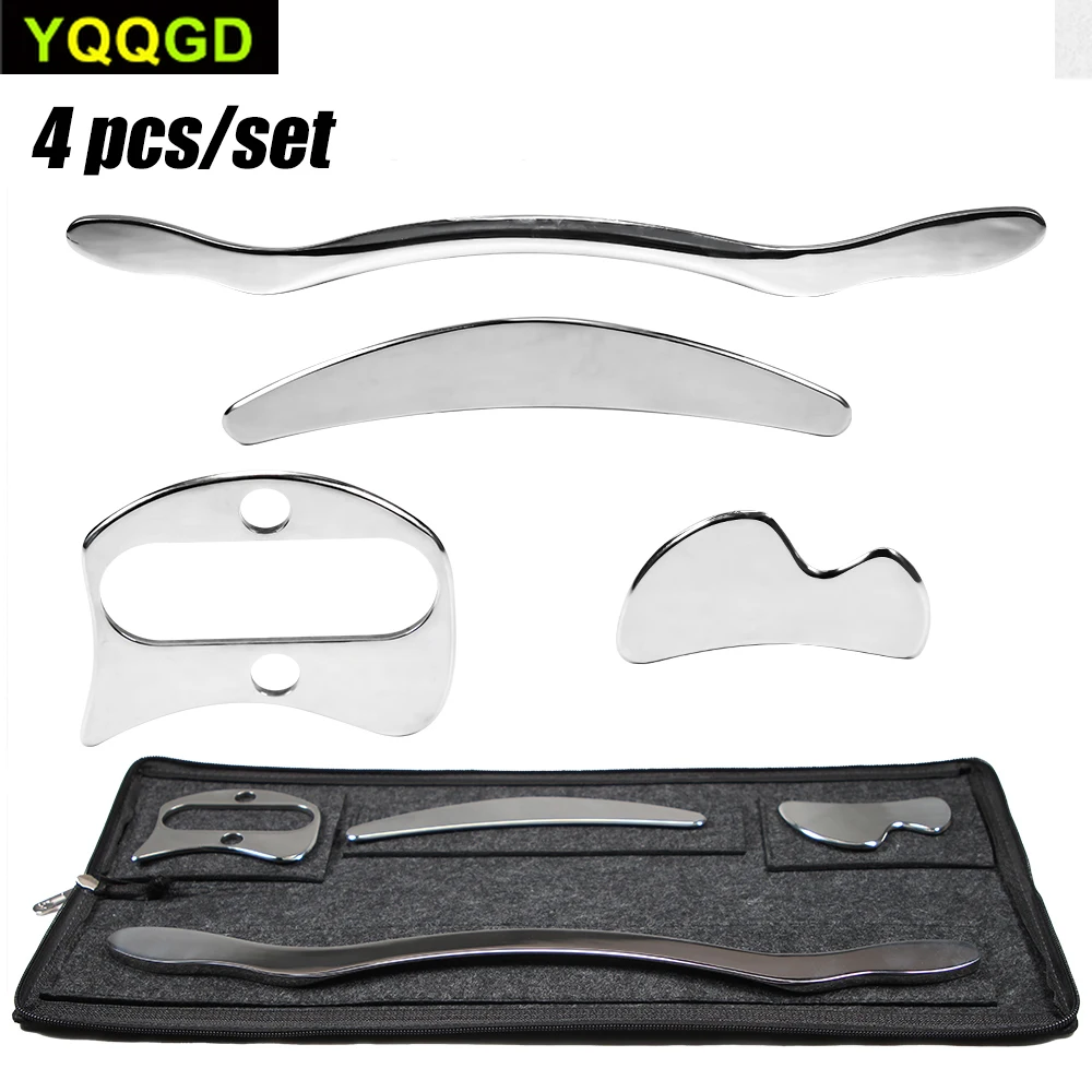 Edelstahl GuaSha Massagegerät Muskelschaber Metallschaber Werkzeug Körperformung Deep Tissue Faszien Gesicht Entspannung Massagestab Image