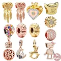 Perle de charme attrape-rêves pour bracelet Pandora original or rose et plaqué or argent 925