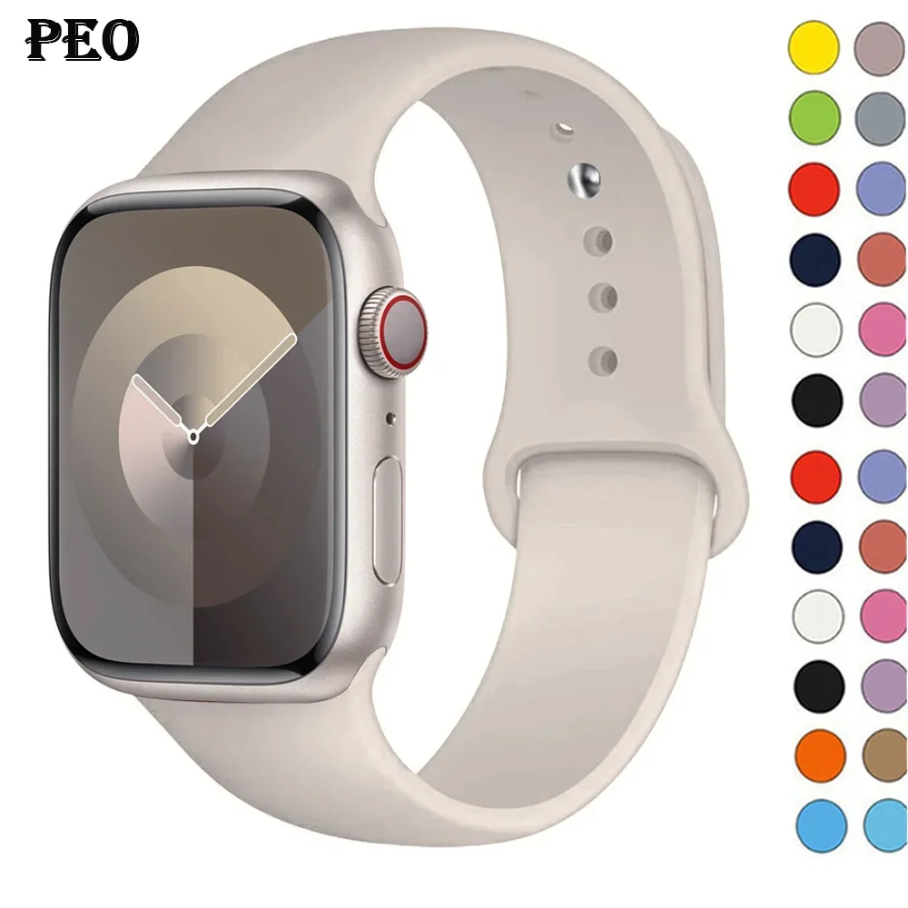 Silikonband für Apple Watch Armband 44mm 45mm 40mm 41mm 42-38mm 45mm Sportarmband iwatch Serie 8 7 6 5 4 3 SE 9 Ultra 2 49mm Image