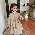 Veste Longue pour Bébé Fille de 2 à 8 Ans Coupe-Vent à Revers Vêtements pour Enfants Style Coréen