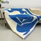 160x130cm Blue Art Aesthetics Throw Blanket for Sofa Bed Vintage Woven Tassels Tapestry Jacquard