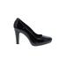 Flexi Heels: Slip-on Chunky Heel Minimalist Black Solid Shoes - Women's Size 7 - Almond Toe