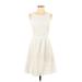 Nicole by Nicole Miller Casual Dress - A-Line: Ivory Jacquard Dresses - Women's Size 4