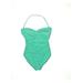 La Blanca One Piece Swimsuit: Green Solid Swimwear - Women's Size 14