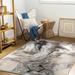 Hinatuan 7'10" x 10' Modern Contemporary Bohemian Abstract Black/Charcoal/Cream/Light Gray/Gray/Light Beige/Peach Area Rug - Hauteloom