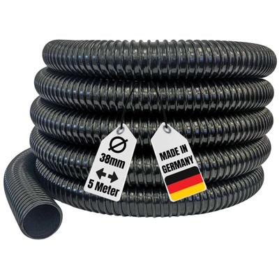 Aquaristikwelt24 - Teichschlauch 5 Meter Länge 38 mm 1 1/2' schwarz Top Qualität Spiralschlauch Image