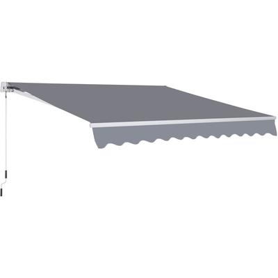 Markise Gelenkarmmarkise Sonnenschutz mit Handkurbel 3,5x2,5m Grau Alu+Polyester - Grau - Outsunny