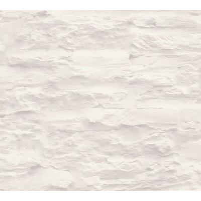 Stein Kacheln Tapete Profhome 959083 Vliestapete glatt in Steinoptik matt creme weiß 5,33 m2 Image