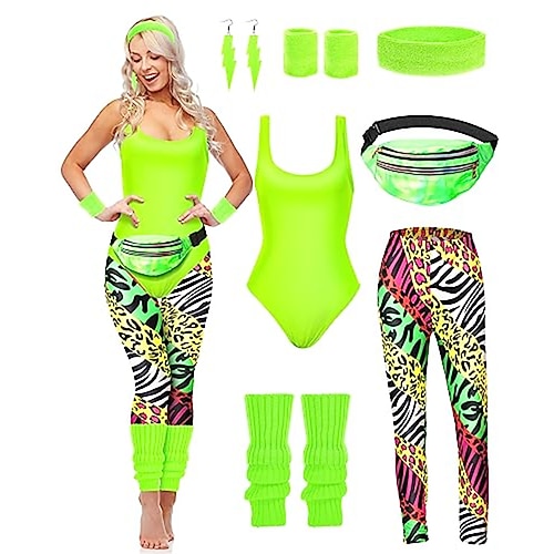 Retro Vintage Knallpink Outfits Kostüm Damen Karnevalskostüm Halloween Karneval Maskerade Party / Abend Junggesellinnenabschiedsparty Pride Parade Erwachsene Trikot / Einteiler Hose Beinwärmer Image