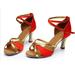 Dezsed Women s Middle Heels Shoes Clearance Girl Latin Dance Shoes Med-Heels Satin Shoes Party Tango Dance Shoes Red 40