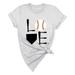 JOFOW Cute Baseball Shirt Women Baseball Heart Tee Shirts Short Sleeve Crew Neck Casual Summer Graphic Tee Shirts Top