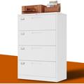 4 Drawer File Cabinet with Lock Metal Lateral File Storage Cabinet Office Home Steel Lateral File Cabinet for A4 Legal/Letter Size Wide File Cabinet Locked Assembly Required (4 Drawer White)