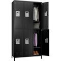 Aobabo Metal Storage Locker for Office Gym Bedroom Dormitory 6 Doors Steel Storage Locker Cabinet for Employees Industrial Storage Locker with 2 Shelves Black (6 Door-Black) Assembly Required