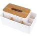 Multifunctional Storage Box Bamboo Desktop Organizer Detachable Tissue Organizer Face Tissue Holder Desk Storage Box Detachable Wooden Desk Organizer