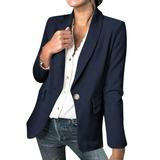 JDEFEG Petite Jacket Womens Double Casual Long Sleeve Open Front Jackets Work Suits All Weather active jacket women Winter women coat Blue XL