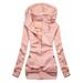 JDEFEG Tall Women Jacket Women s Casual Solid Color Sweatshirt Slim Blouse Top Thick Coat Hooded Jacket Petite Zip Up Polyester Pink Xxl