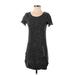 Lou & Grey Casual Dress - Mini Scoop Neck Short sleeves: Gray Marled Dresses - Women's Size X-Small