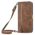 Hee Hee Smile Phone Case for Nokia G21 With Long Lanyard Case Zipper Leather Wallet Shell Zipper Wallet Flip Case Phone Cover Wrist Strap