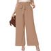 SHOWMALL Womens Plus Size Pants High Waisted Palazzo Pants Peach Puff 1X Adjustable Belted Wide Leg Pants Long Trousers with Pockets