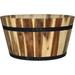 Classic Home and Garden Acacia Wood Whiskey Barrel Planter with Black Metal Band 21in D x 12.5in H