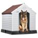 Durable Waterproof Plastic Dog House for Small to Large Sized Dogs Indoor Outdoor Doghouse Puppy Shelter with Elevated Floor Easy to Assemble (Brown 42 L*38 W*39 H)