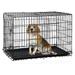 30 Inch Medium Dog Crate Dog Kennel Metal Wire Folding Dog Crates for Medium Dogs Dog Cage with Double-Door Divider Panel Locks Trays Wire Crates for Dogs(30 in Black)