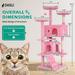 Cat Tree for Indoor Cats Cat Condo Cat Tower with Scratching Post Cat Tease Ball Perches Platform for Small and Medium Cats 54 Inch Multi-Level Pink