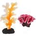 1 Pack Glowing Effect Coral and 1 Pack Polyresin Coral Artificial Coral Plant Ornaments Aquarium Coral Decor for Fish Tank Aquarium Decoration