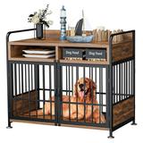 Furniture Dog Crate Large Dogs 42 Inch Dog Crates for Large Dogs Wood Dog Cage Table with Drawers Storage Dog Crates for Medium and Large Dogs Indoor Sturdy Metal Dog Crate Heavy Duty Dog Crate