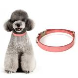 Full Metal Buckle Leather Pet Collar Comfortable Soft Neck Strap Supplies for Small Medium Size DogRed S